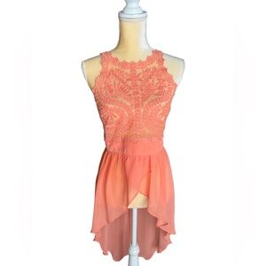 bebe Coral Lace High-Low Dress